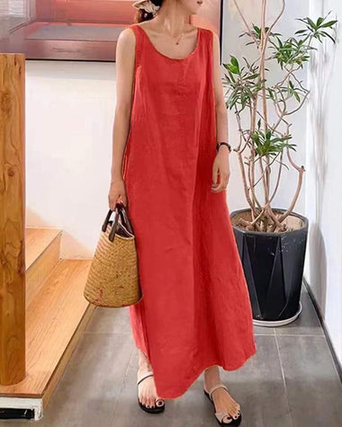 Adeline | Women's Sleeveless Maxi Dress with Side Pockets