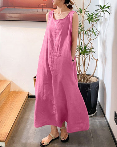 Adeline | Women's Sleeveless Maxi Dress with Side Pockets