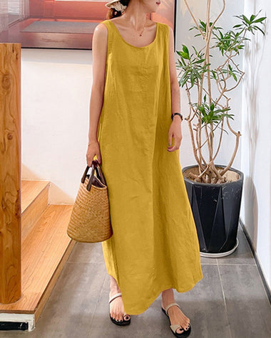 Adeline | Women's Sleeveless Maxi Dress with Side Pockets