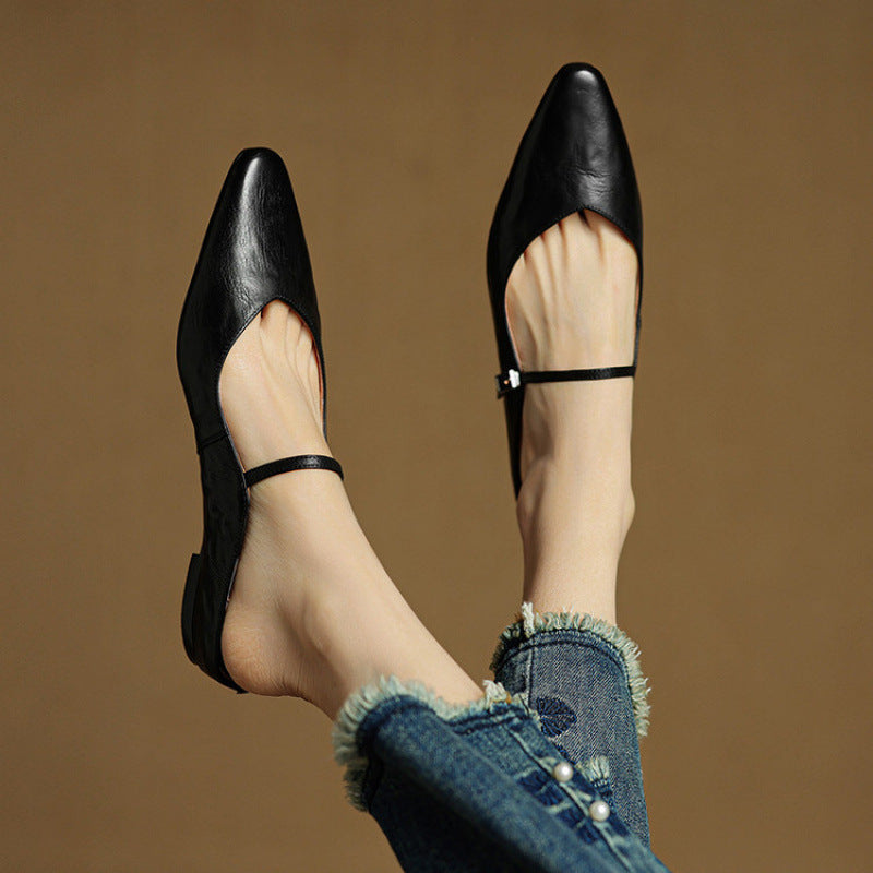 Alicia | Pointed-Toe Mary Jane Mule Shoes