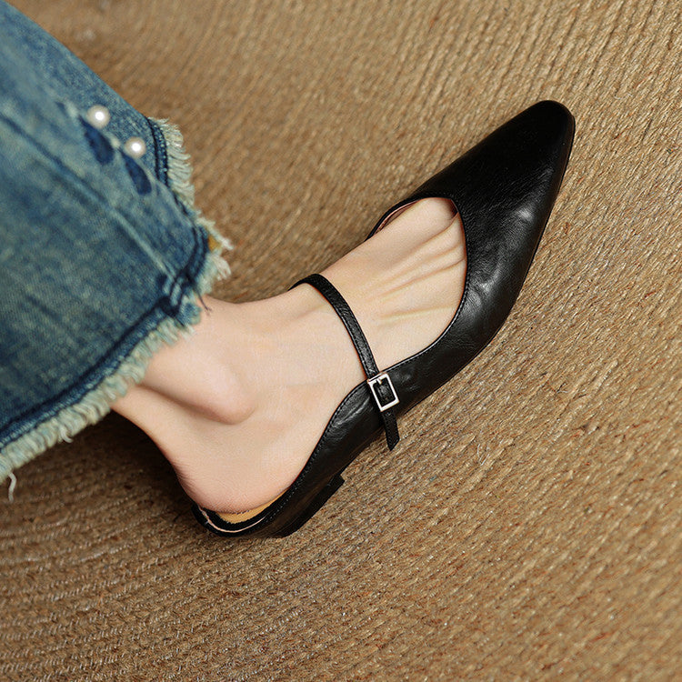 Alicia | Pointed-Toe Mary Jane Mule Shoes