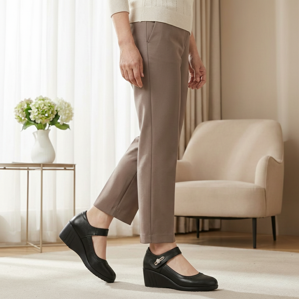 Audra | Women's Mary Jane Buckle Strap Low Block Heel Shoes