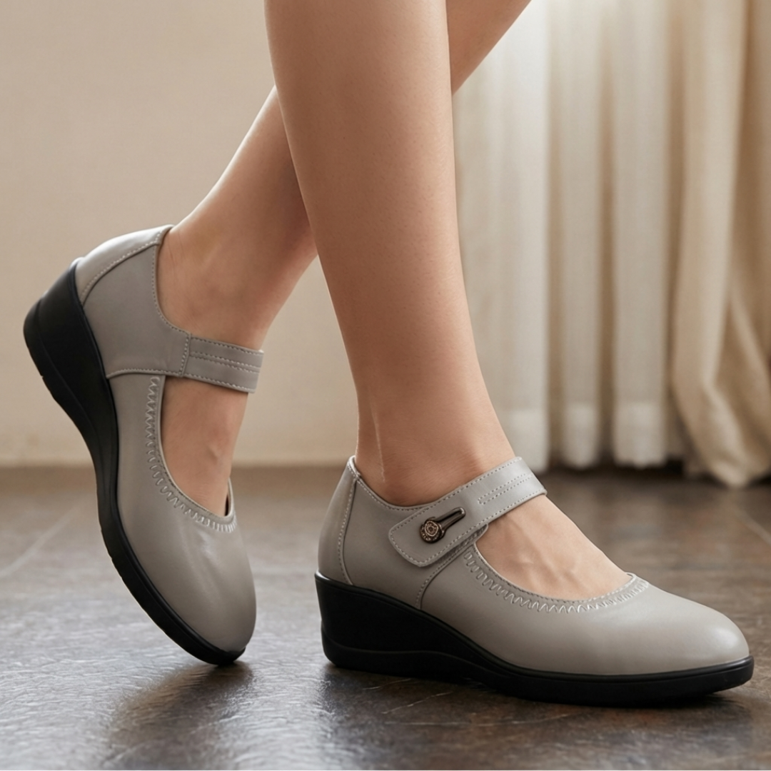 Audra | Women's Mary Jane Buckle Strap Low Block Heel Shoes