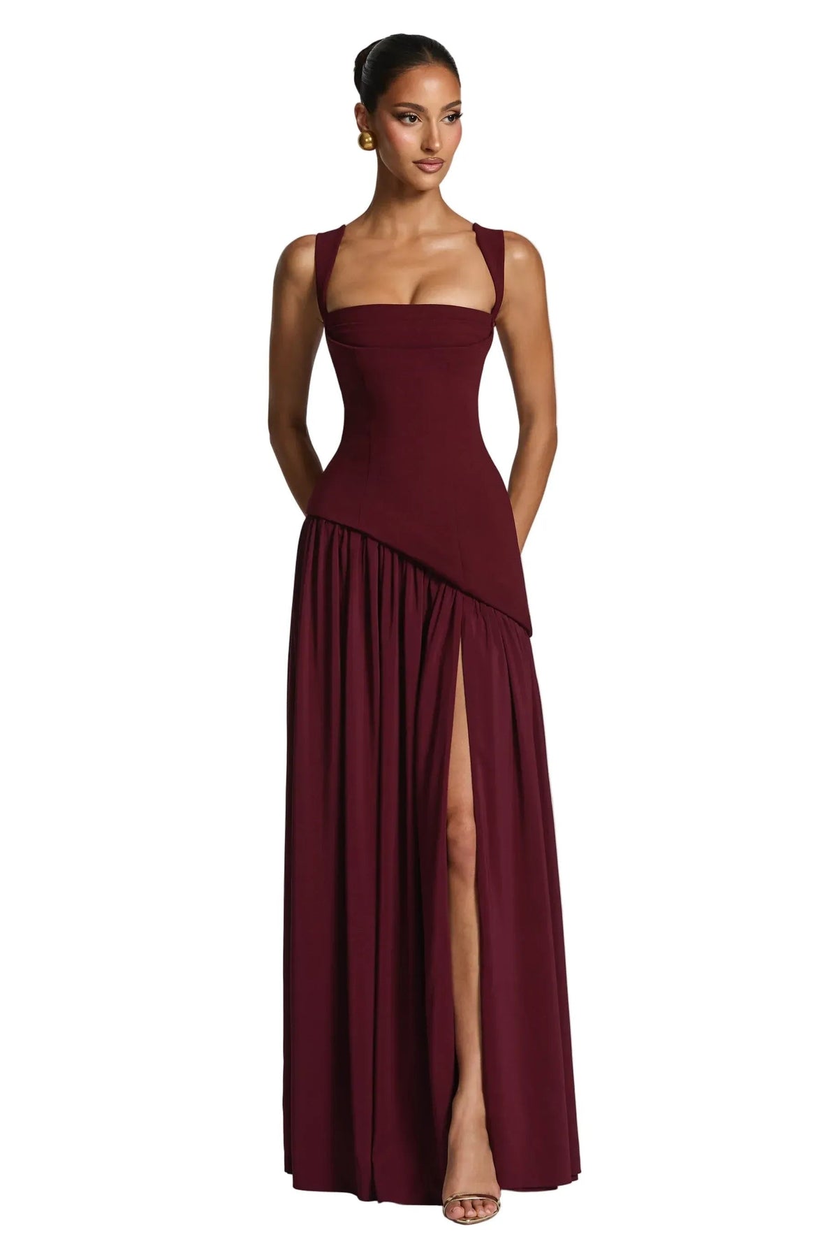 Audrey | Women's Sleeveless A-Line Maxi Dress with Side Slit