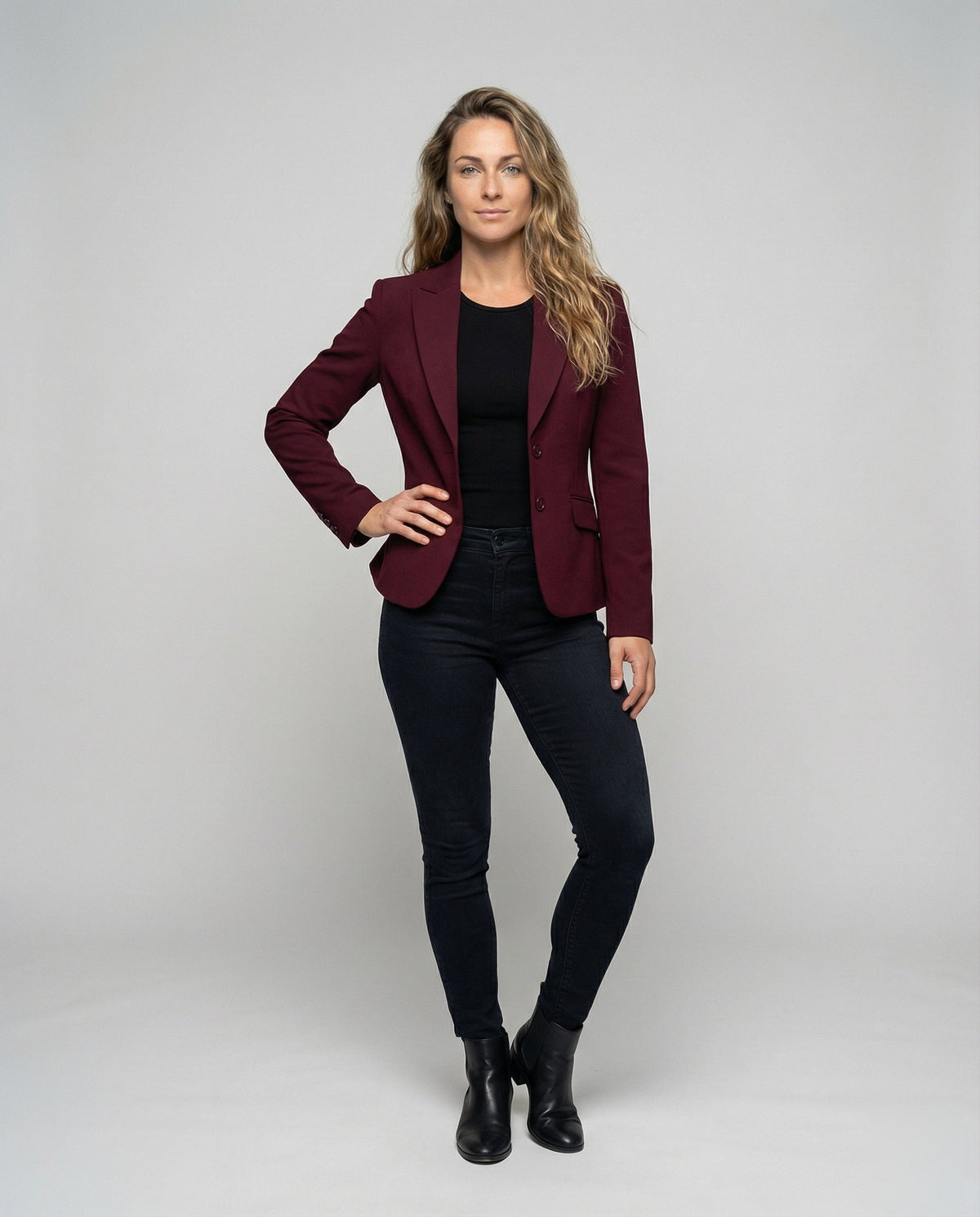 Beatrice | Women's Fitted Peplum Blazer With Button Front