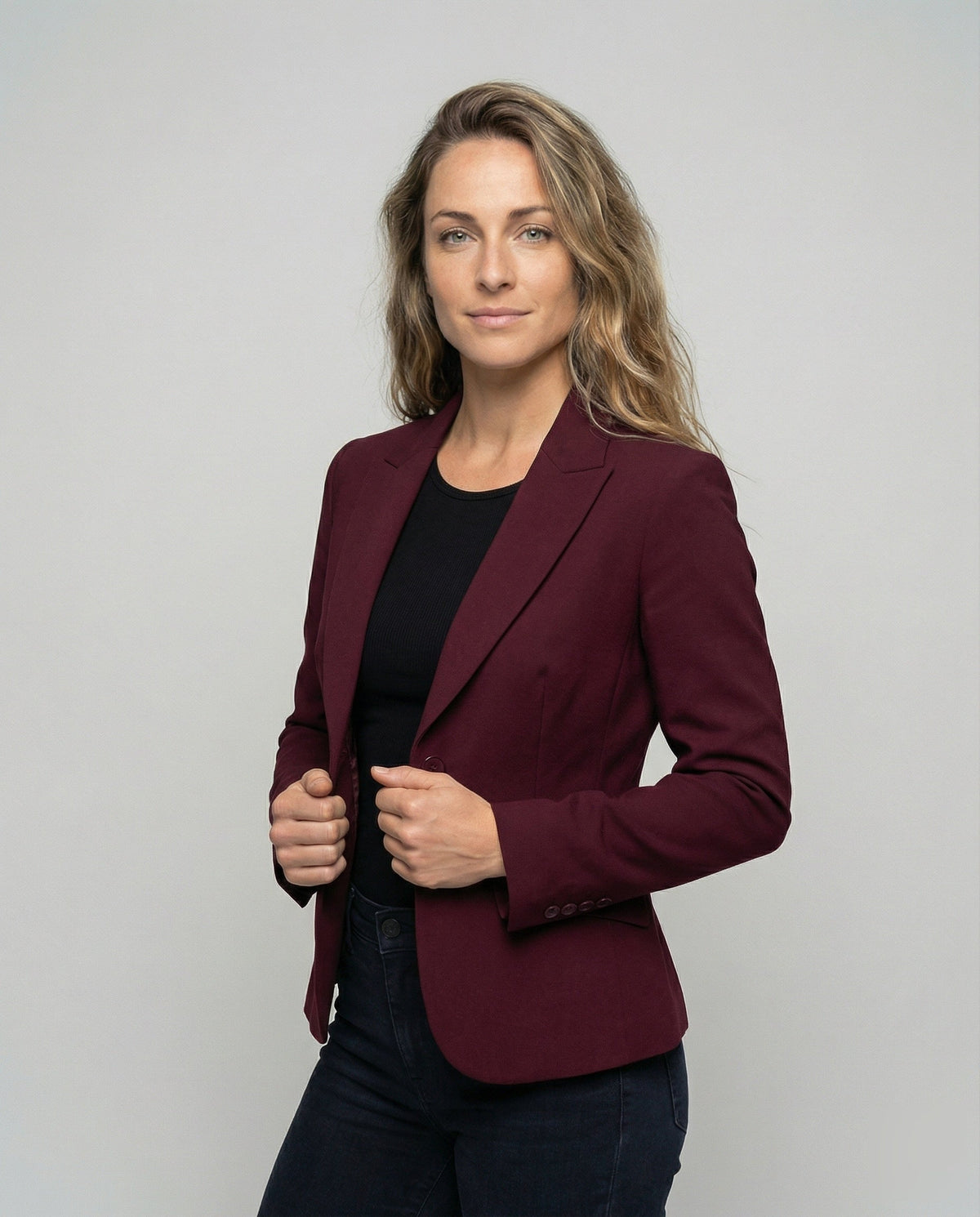 Beatrice | Women's Fitted Peplum Blazer With Button Front