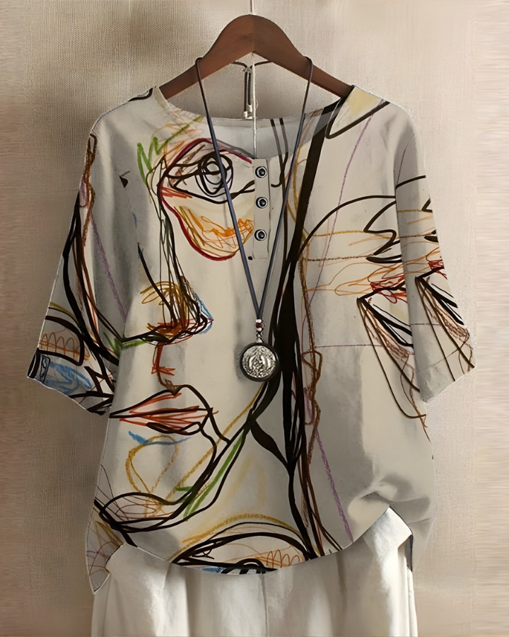 Bethany | Women's Boho Print Button-Front Top
