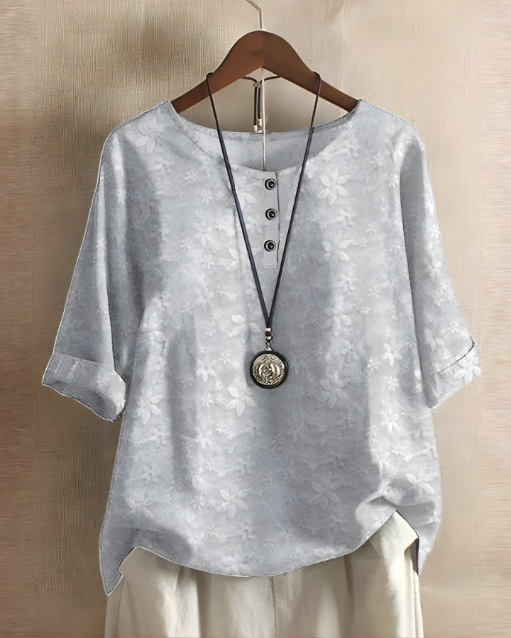 Bethany | Women's Boho Print Button-Front Top