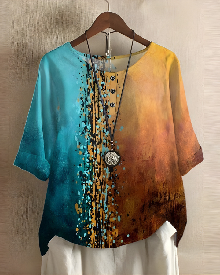 Bethany | Women's Boho Print Button-Front Top