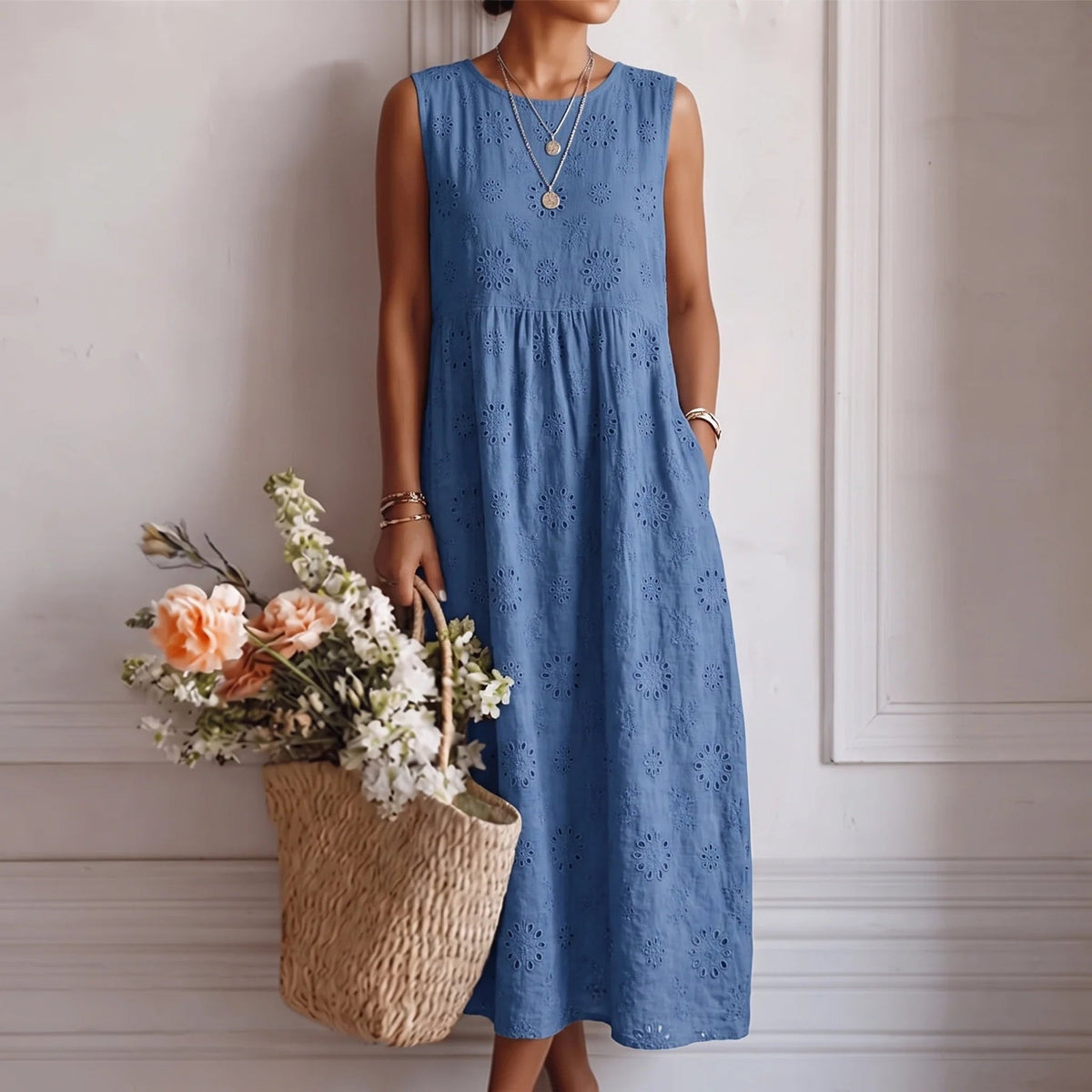 Camille | Floral Sleeveless Midi Dress