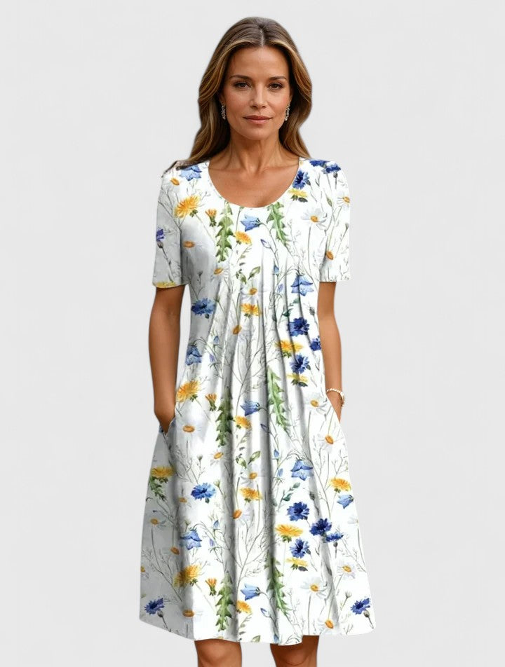 Cecilia | Women's Pleated Dress with Side Pockets