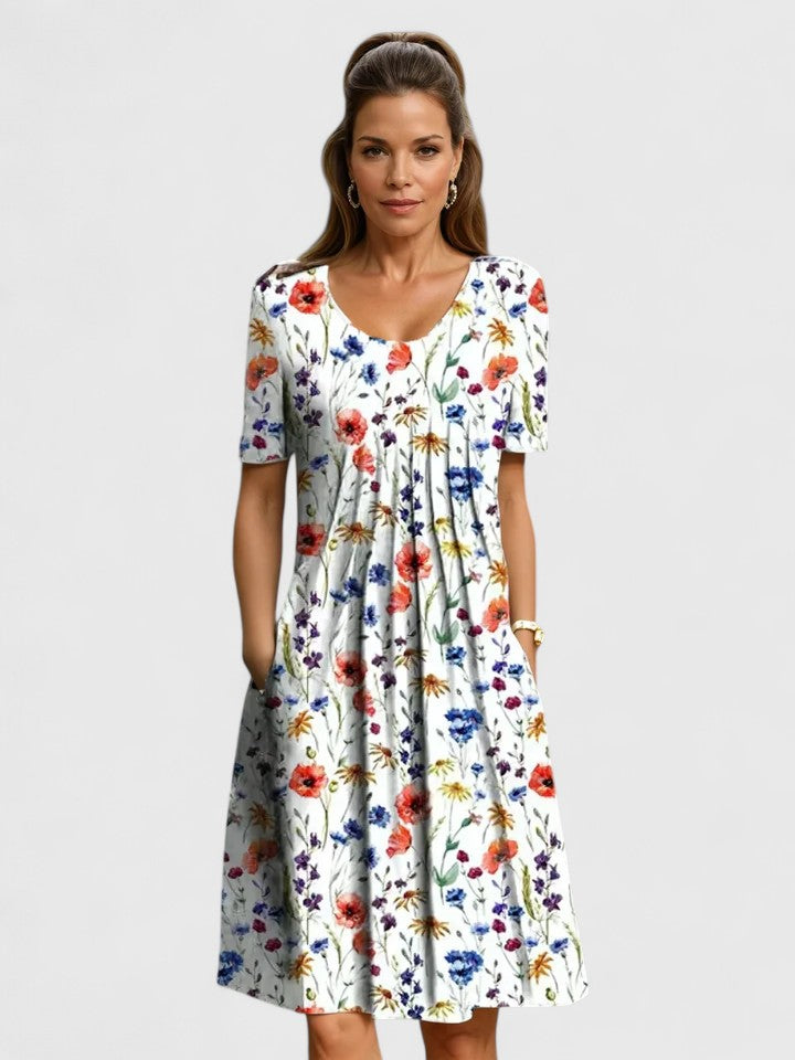 Cecilia | Women's Pleated Dress with Side Pockets