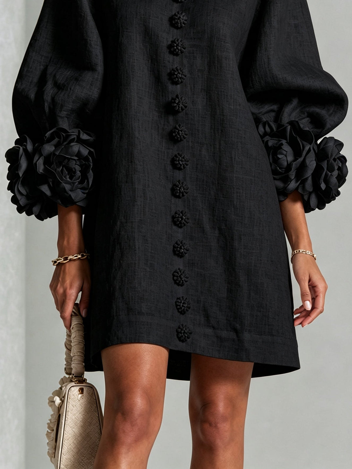 Cecilia | Women's Floral Cuff Button-Front Mini Dress