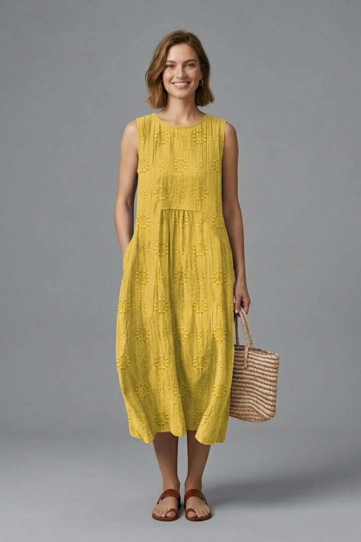 Cecily | Women's Sleeveless Textured Midi Dress