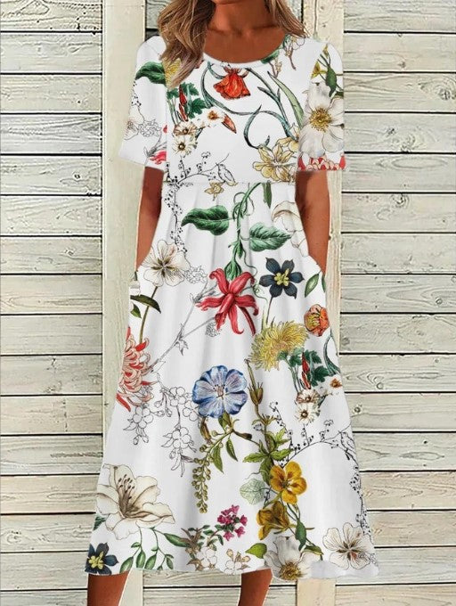 Cecily | Women’s Floral Print A-Line Midi Dress