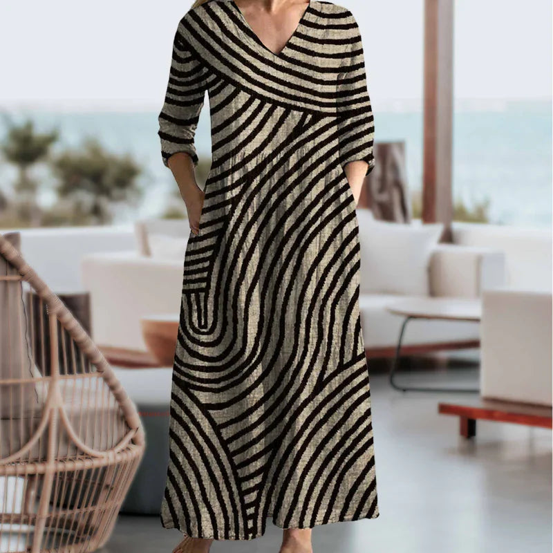 Celina | Vintage Striped Maxi Dress