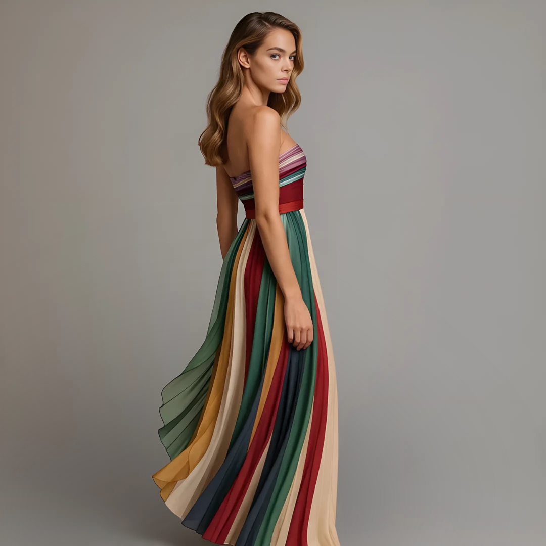 Clara | Strapless Pleated Maxi Dress