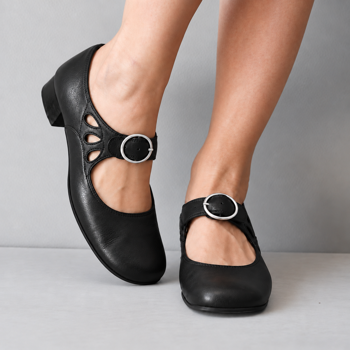 Claudette | Women's Retro Mary Jane Low Block Heel Shoes