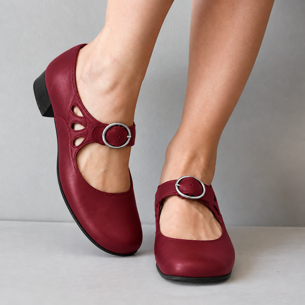 Claudette | Women's Retro Mary Jane Low Block Heel Shoes