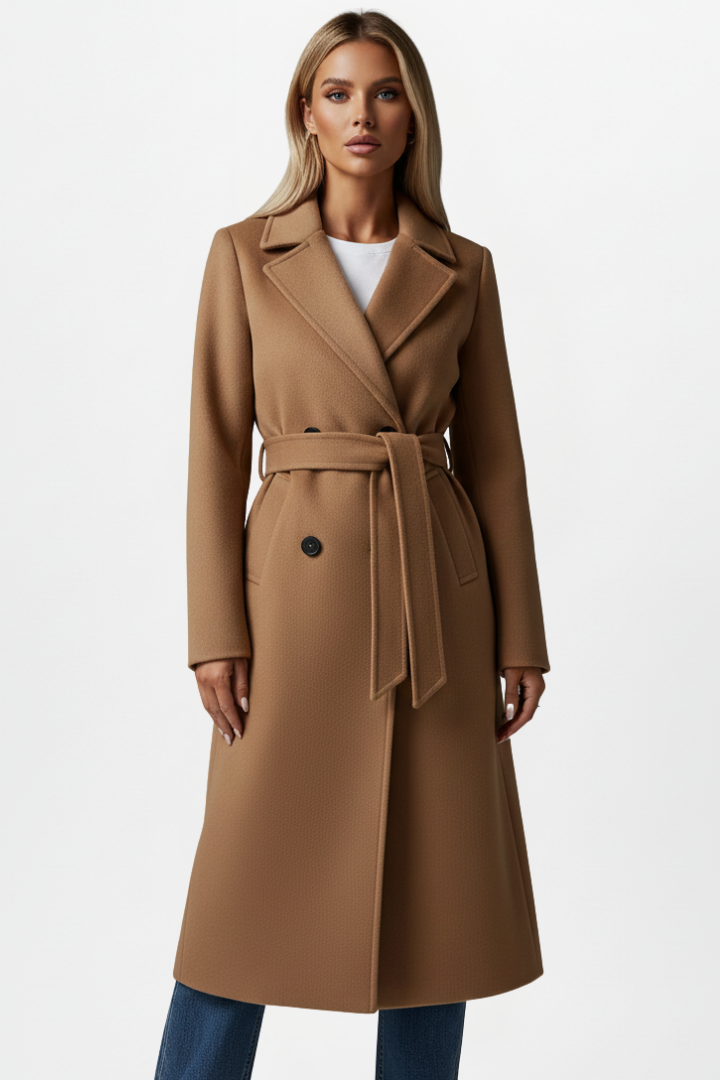 Claudia | Women's Belted Double-Breasted Long Coat