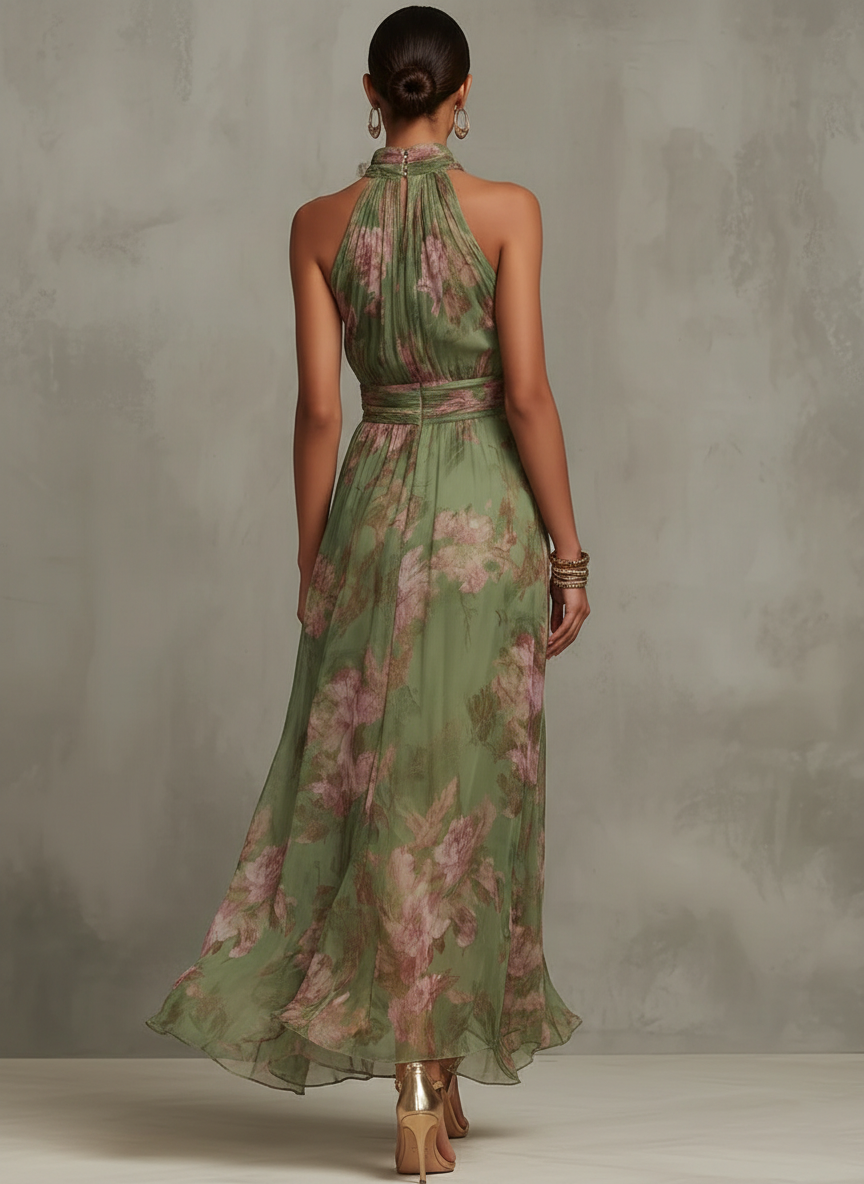 Crisha | Women’s Floral Halter Neck Maxi Dress