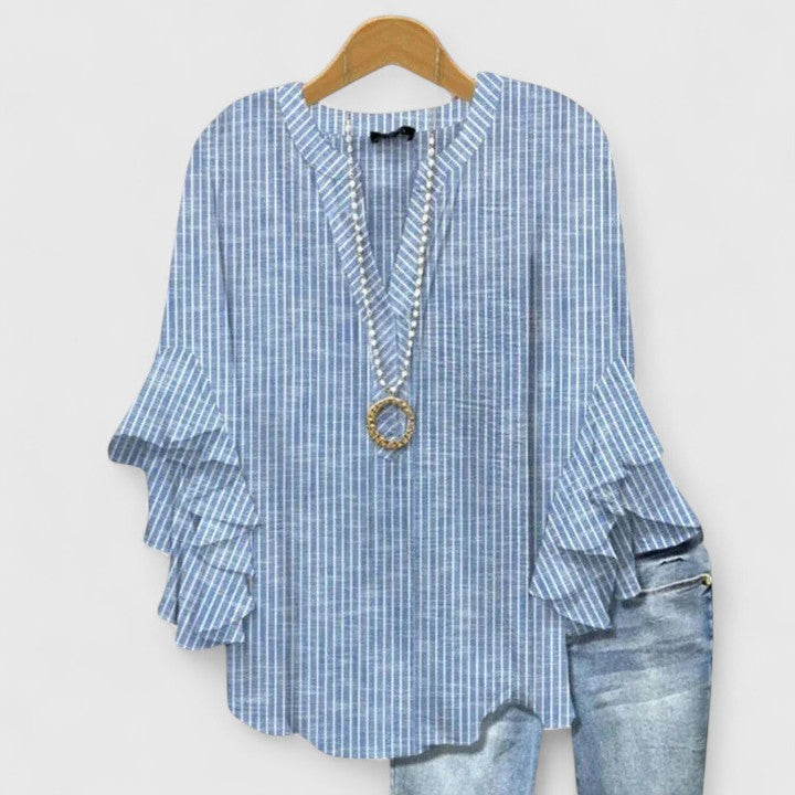 Danica | Boho Printed Bell-Sleeve Blouse