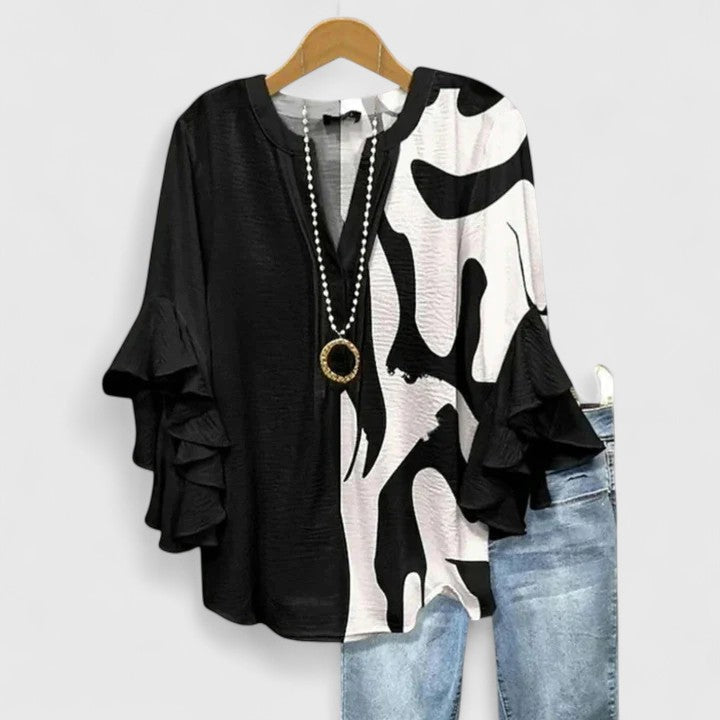 Danica | Boho Printed Bell-Sleeve Blouse