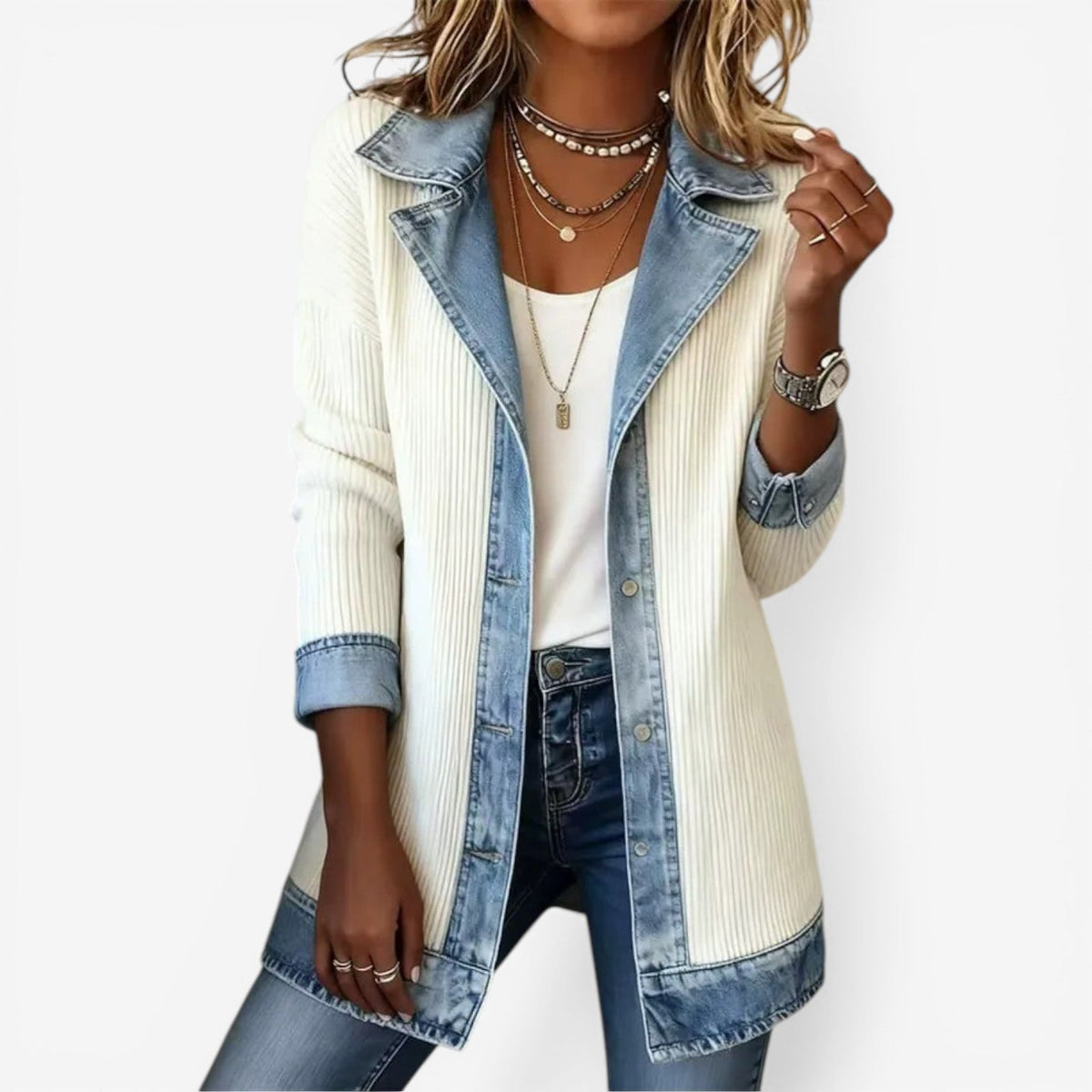 Darcy | Women's Layered Collar Button-Front Jacket