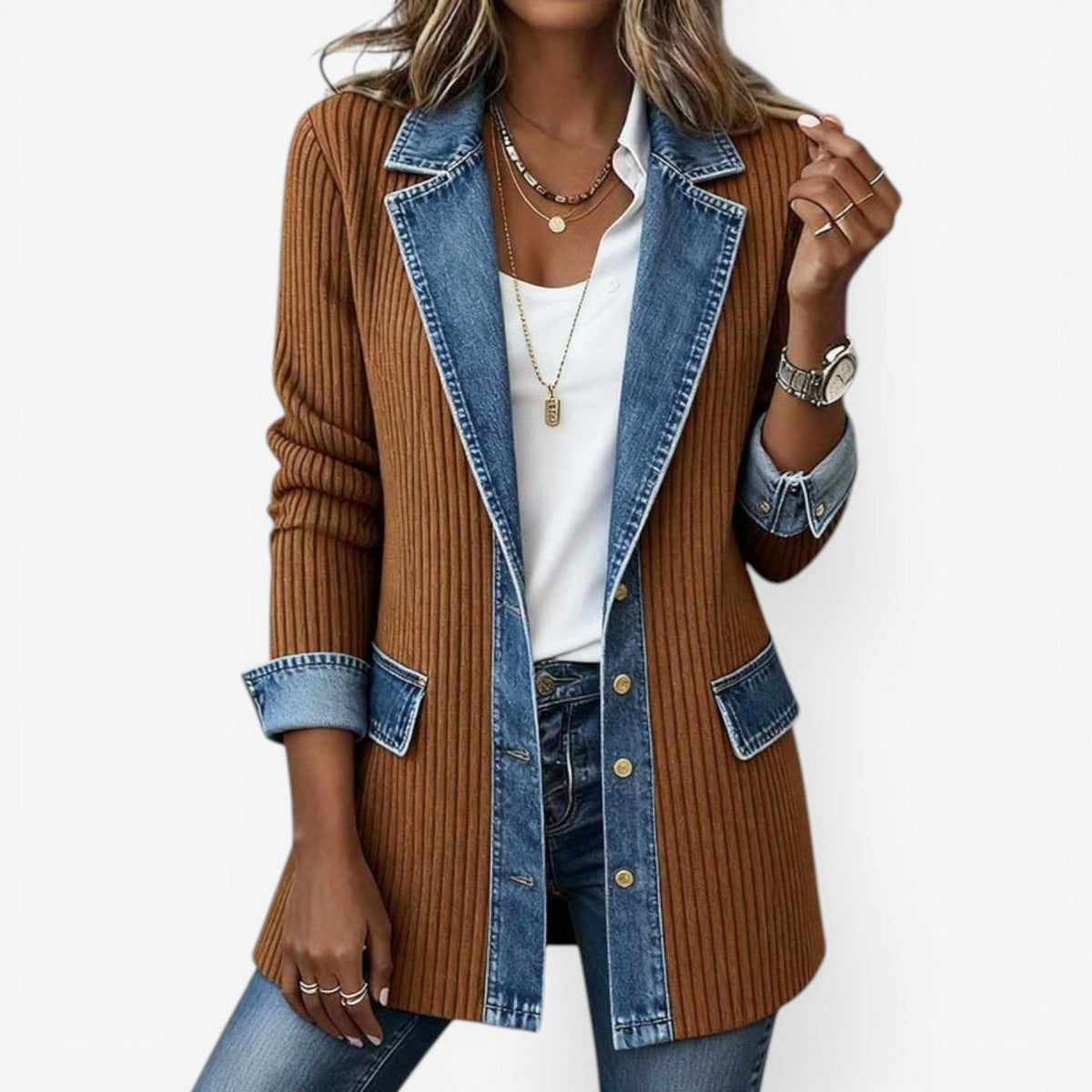 Darcy | Women's Layered Collar Button-Front Jacket