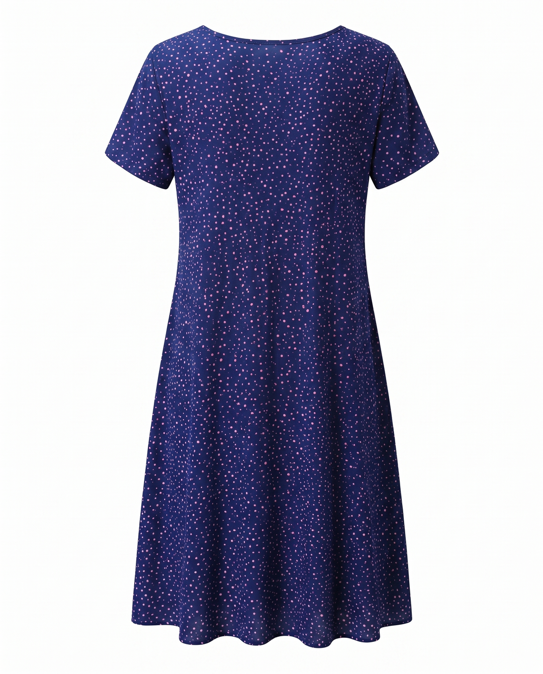 Elena | Women’s Short-Sleeve A-Line Midi Dress with V-Neckline