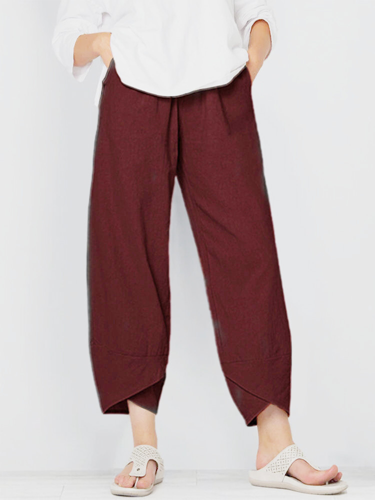 Elena | Women's Wide-Leg Cropped Trousers With Asymmetric Hem