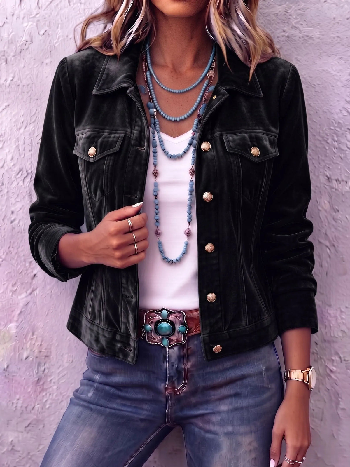 Elisabetta | Vintage Wash Button Jacket