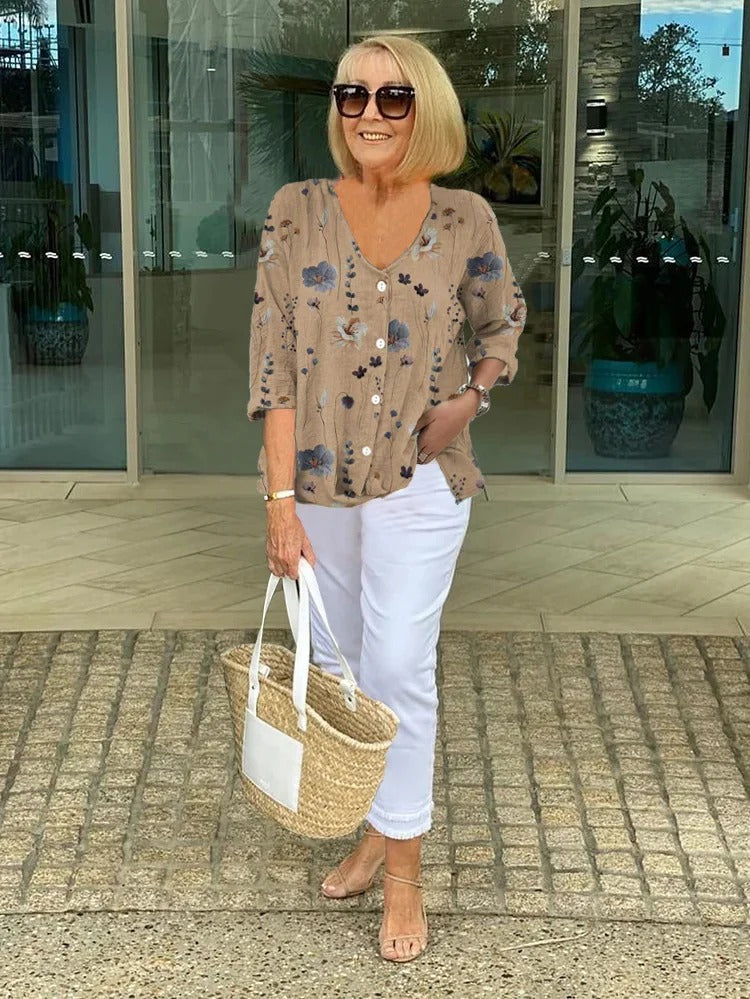 Elise | Floral Button-Front Blouse