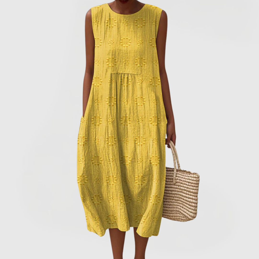 Eliza | Women's Sleeveless Embroidered Dress with Pockets