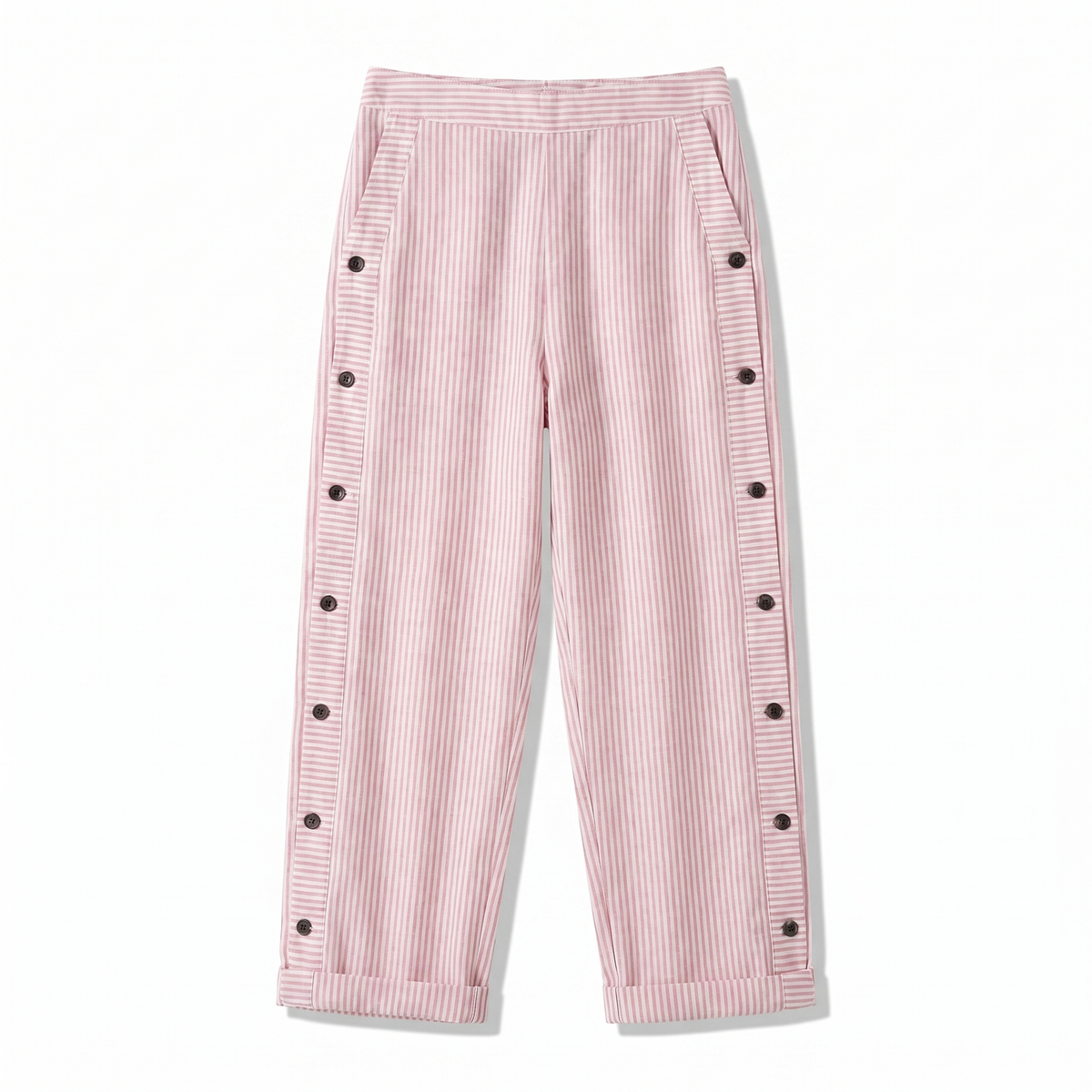 Elodie | Women's Pinstripe Trousers with Side Button Panel