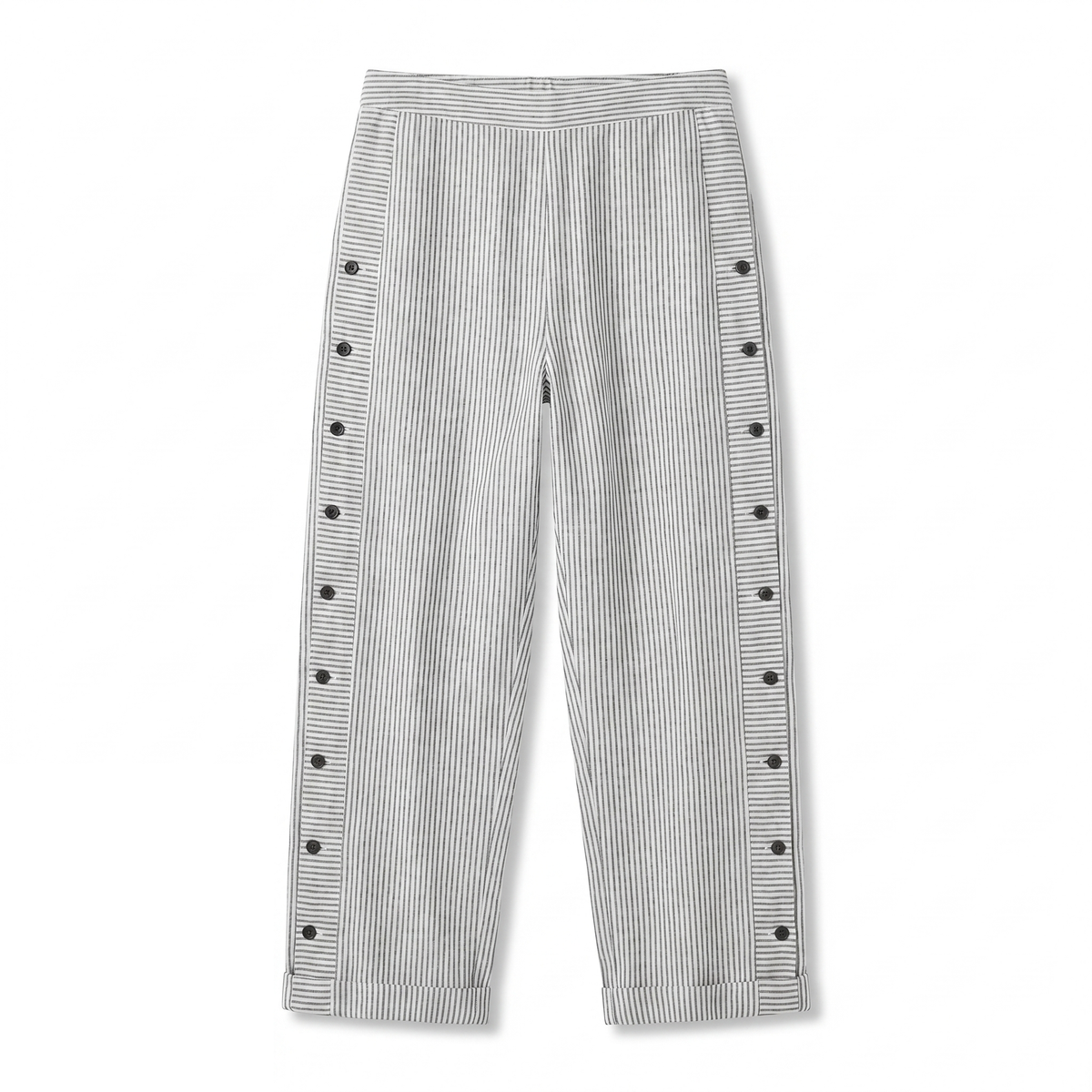 Elodie | Women's Pinstripe Trousers with Side Button Panel