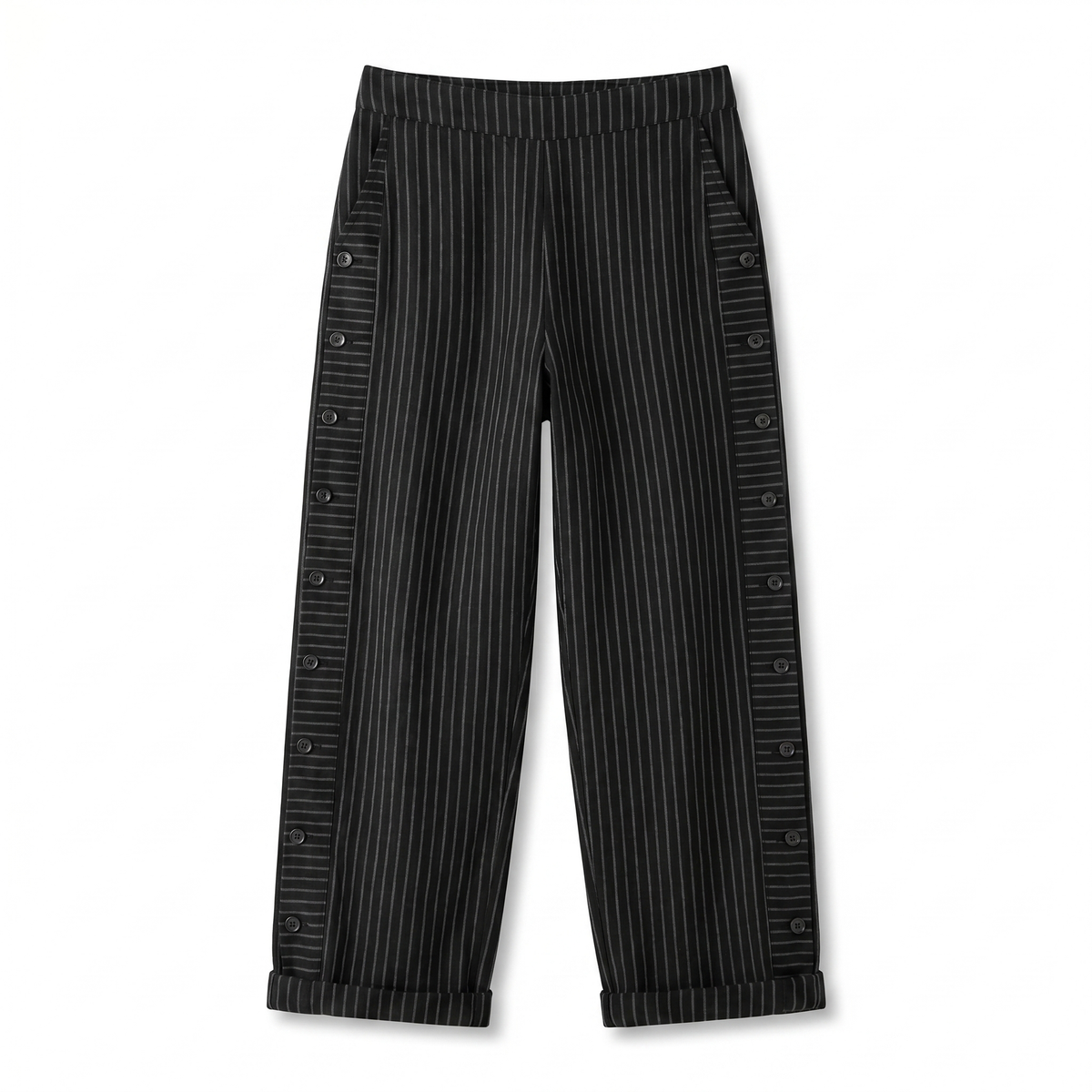 Elodie | Women's Pinstripe Trousers with Side Button Panel