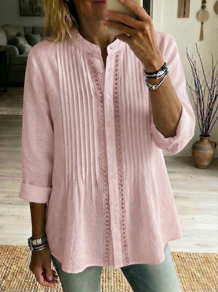 Elodie | Relaxed Pleated Button-Up Shirt