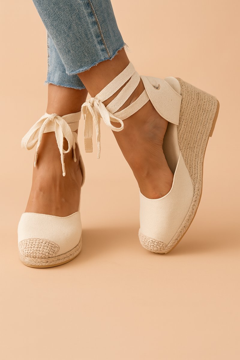 Elspeth | Women’s Espadrille Wedge Sandals with Ankle-Tie Straps