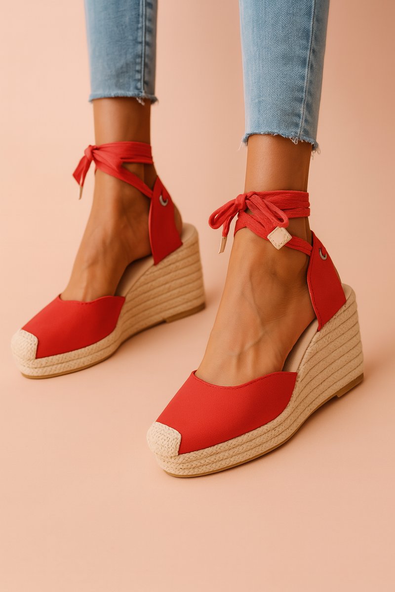 Elspeth | Women’s Espadrille Wedge Sandals with Ankle-Tie Straps