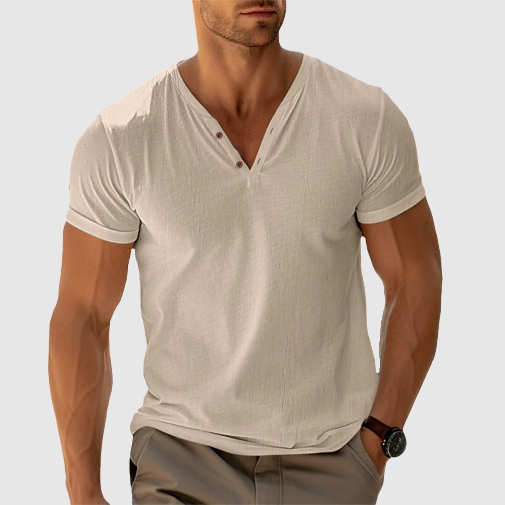 Ethan | Men's V-Neck Short Sleeve Henley Shirt