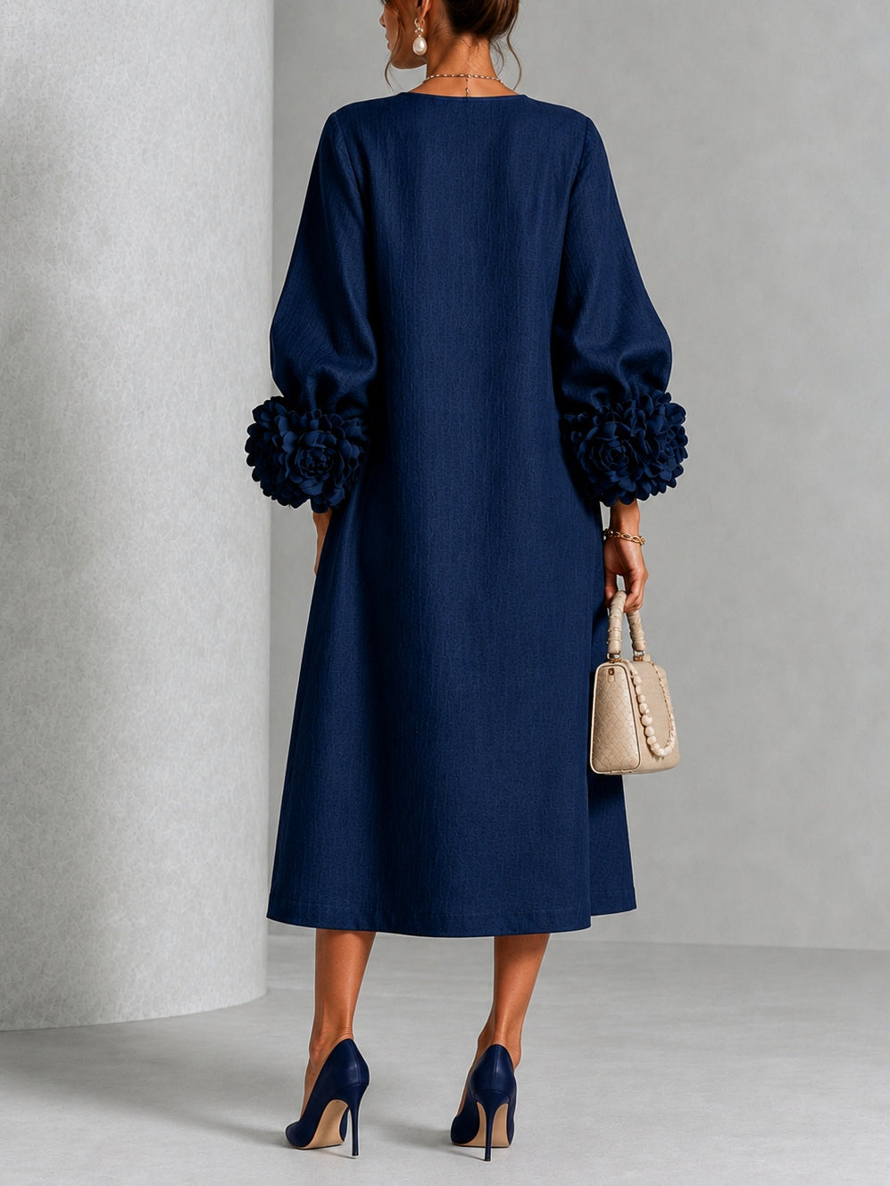 Evelyn | Women's Floral Button-Front A-Line Midi Dress