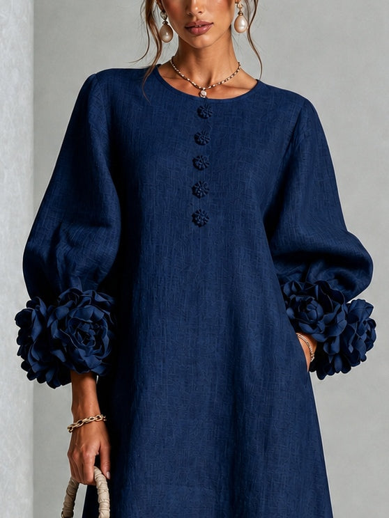 Evelyn | Women's Floral Button-Front A-Line Midi Dress