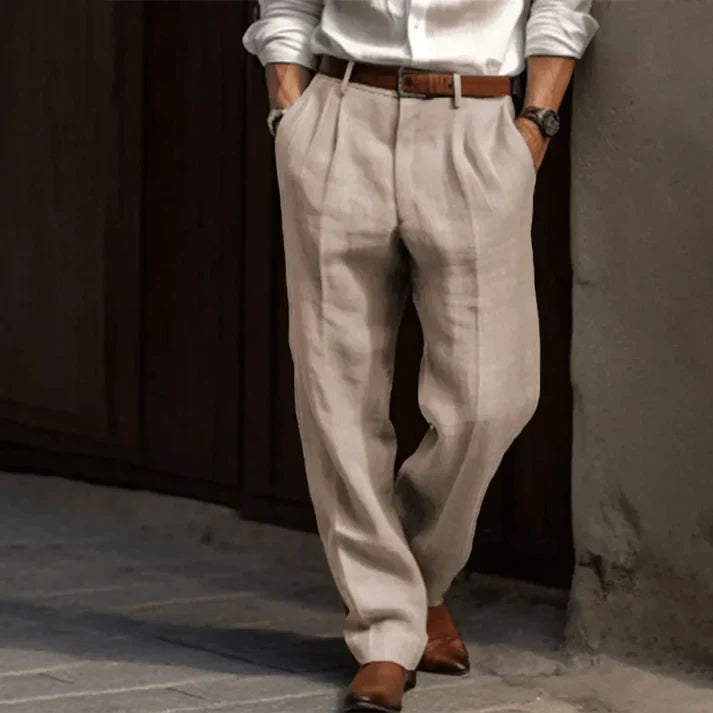 Frank | Men's Classic Pleated Straight-Leg Trousers