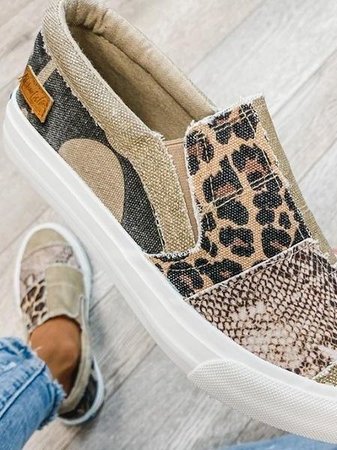 Frans | Women's Patchwork Animal Print Slip-On Loafers