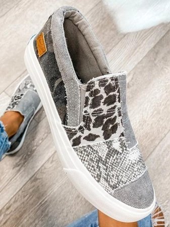 Frans | Women's Patchwork Animal Print Slip-On Loafers