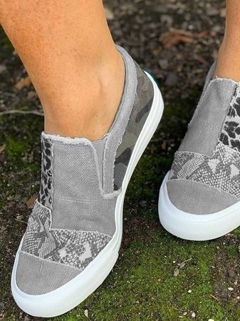 Frans | Women's Patchwork Animal Print Slip-On Loafers