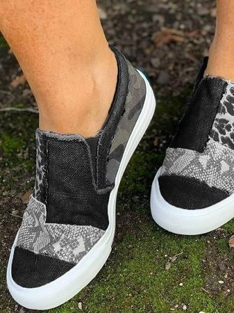 Frans | Women's Patchwork Animal Print Slip-On Loafers
