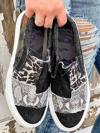 Frans | Women's Patchwork Animal Print Slip-On Loafers