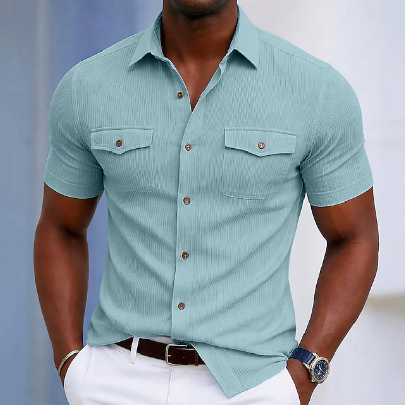 Gavin | Men's Short-Sleeve Button-Up Shirt with Chest Pocket